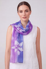 Floral Colour-Block Chiffon Scarf