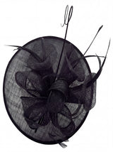 Statement Disc Fascinator with Petunia Flower and Feather Trim