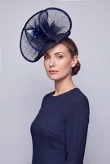 Dramatic Fan Mesh Disc Fascinator with Feather Centre Pin