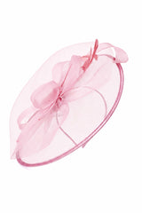 Women’s Mesh Disc Fascinator with Feather Trim, Loop Bow & Headband