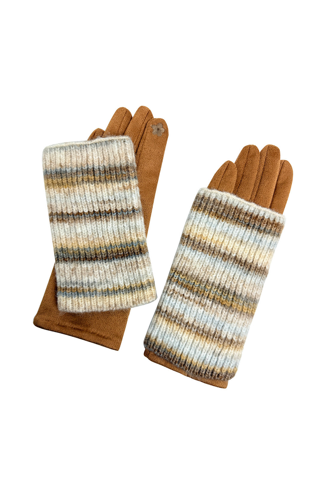 2-Piece Gloves Set – Plain Gloves & Removable Knitted Fingerless Layer