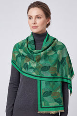 Women’s Multi-Tone Leaf Jacquard Scarf