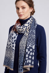 Women's Mixed Animal Print Fringed Scarf