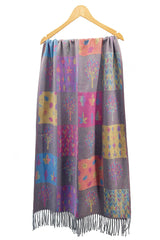 Women's Enchanted Forest Mosaic Scarf with Tassel Fringe