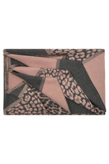 Women’s Leopard Pattern Colour Block Scarf with Fringe