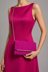 Ruched Satin Envelope Clutch Bag with Detachable Chain Strap