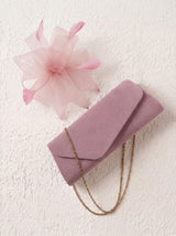 Textured Clutch Bag and Mesh Fascinator Occasion Pink Set