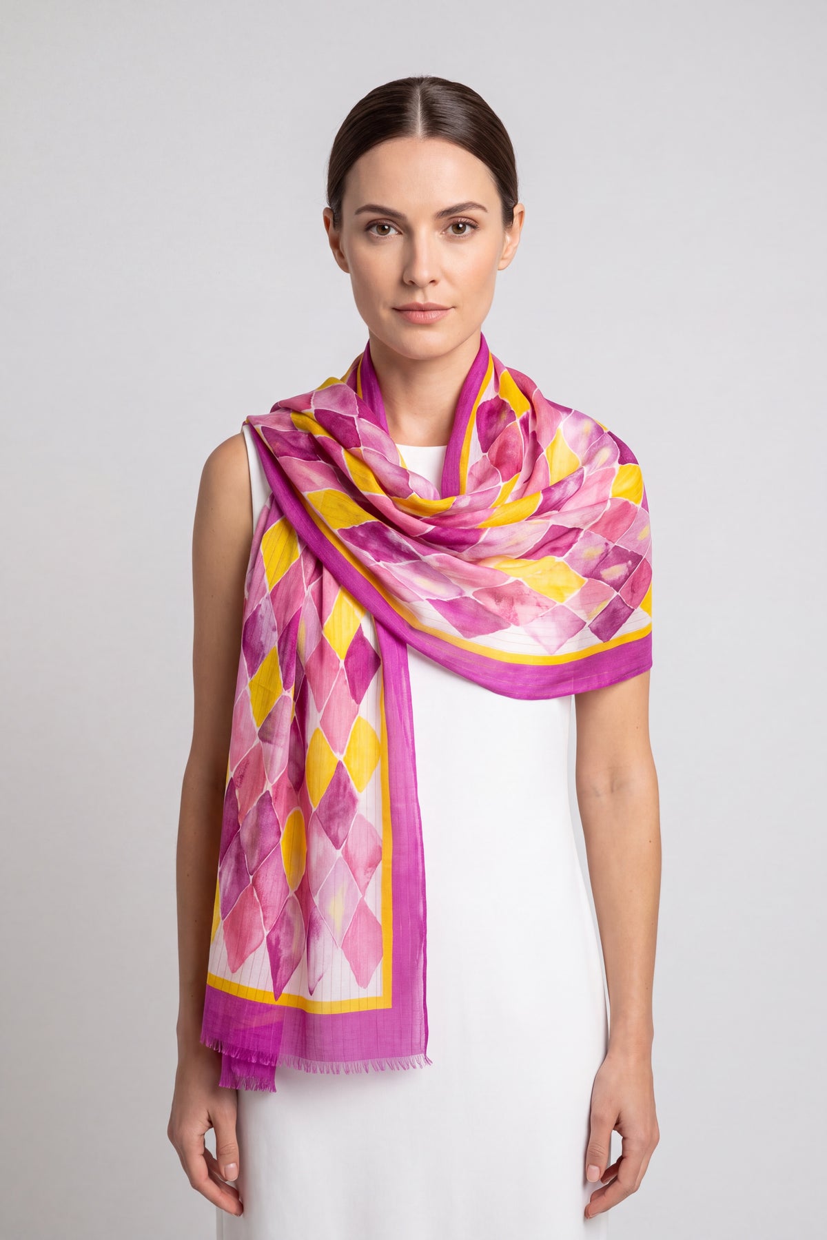 Abstract Diamond Print Lightweight Summer Scarf