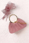 Pleated Satin Evening Bag & Fascinator Set Pink