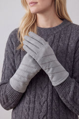 Women’s Touchscreen Faux Suede Gloves with Contrast Stitch Detail