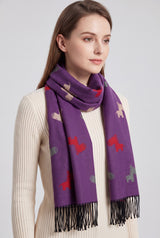 Colourful Donkey Print Reversible Wool-Blend Scarf with Tassels