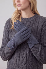Touchscreen Soft-Touch Gloves with Vintage Button Cuff
