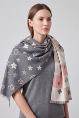 Women’s Reversible Floral Print Scarf – Soft Lightweight Fringed Wrap