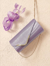 Textured Envelope Clutch Bag with Gold Chain and Loop Fascinator Occasion Lilac Set