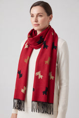 Colourful Donkey Print Reversible Wool-Blend Scarf with Tassels