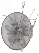 Statement Disc Fascinator with Petunia Flower and Feather Trim