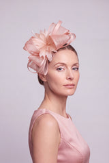 Curly Sinamay Fascinator with Feather Flower