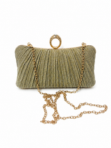 Women’s Glitter Pleated Ring Clasp Evening Clutch Bag