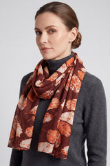 Women Metallic Leaf Print Lightweight Scarf