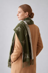 Women’s Highland Cow Print Reversible Scarf with Tassel Fringe