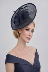 Teardrop Mesh Fascinator with Sculpted Flower Detail