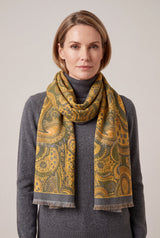 Mandala Pattern Reversible Scarf – Soft Touch, Decorative Fringe