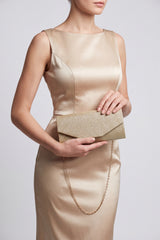 Glitter Envelope Clutch Bag with Gold /Silver Chain Strap