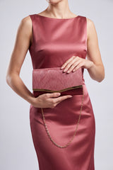 Textured Satin Clutch Bag with Gold Trim
