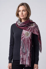 Women’s Floral Print Lightweight Scarf with Frayed Edges