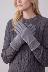 Solid Colour Touch Screen Gloves with Quilted Wrist Detail