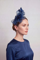 Elegant Organza Floral Fascinator with Feather Detail