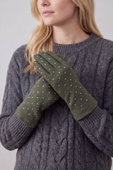 Rhinestone-Detail Soft Touch Touchscreen Glove