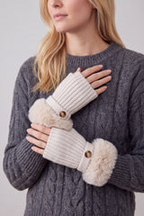 Faux Fur Cuff Bow Touchscreen Gloves