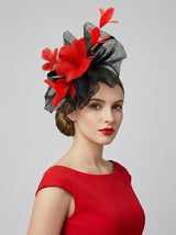 Mesh Fascinator with Feather Flower Detail