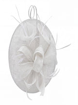 Statement Disc Fascinator with Petunia Flower and Feather Trim
