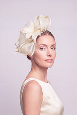 Curly Sinamay Fascinator with Feather Flower