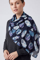 Women Metallic Leaf Print Lightweight Scarf