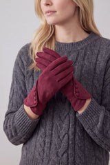 Touchscreen Soft-Touch Gloves with Vintage Button Cuff