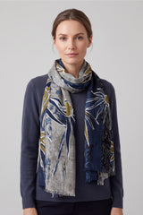Women’s Floral Print Lightweight Scarf with Frayed Edges