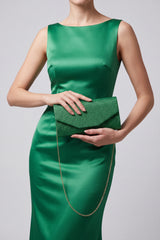 Glitter Envelope Clutch Bag with Gold /Silver Chain Strap