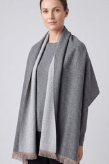 Women's Reversible Two-Tone Woven Scarf with Fringed Edges