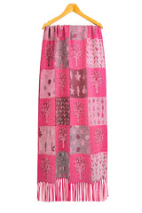 Women's Enchanted Forest Mosaic Scarf with Tassel Fringe