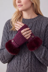 Faux Fur Cuff Bow Touchscreen Gloves