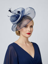 Layered Sinamay Disc Fascinator with Feather Detail