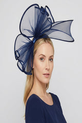 Large Mesh Loop Fascinator Headband with Structured Bow-Knot Design
