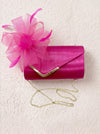 Textured Clutch Bag and Mesh Fascinator Occasion Fuchsia Set