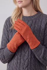Women’s Touchscreen Faux Suede Gloves with Contrast Stitch Detail