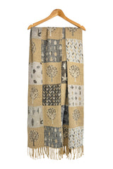 Women's Enchanted Forest Mosaic Scarf with Tassel Fringe