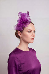 Elegant Organza Floral Fascinator with Feather Detail