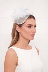 Curly Sinamay Fascinator with Feather Flower